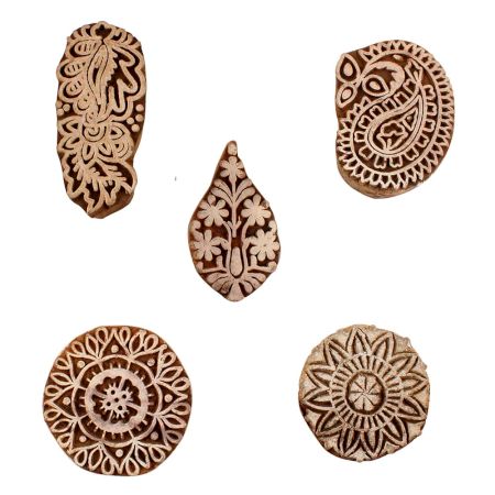 Set of 5 Piece New Mix Wooden Printing Blocks